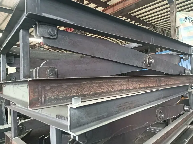 Partially assembled lifting platform during welding process